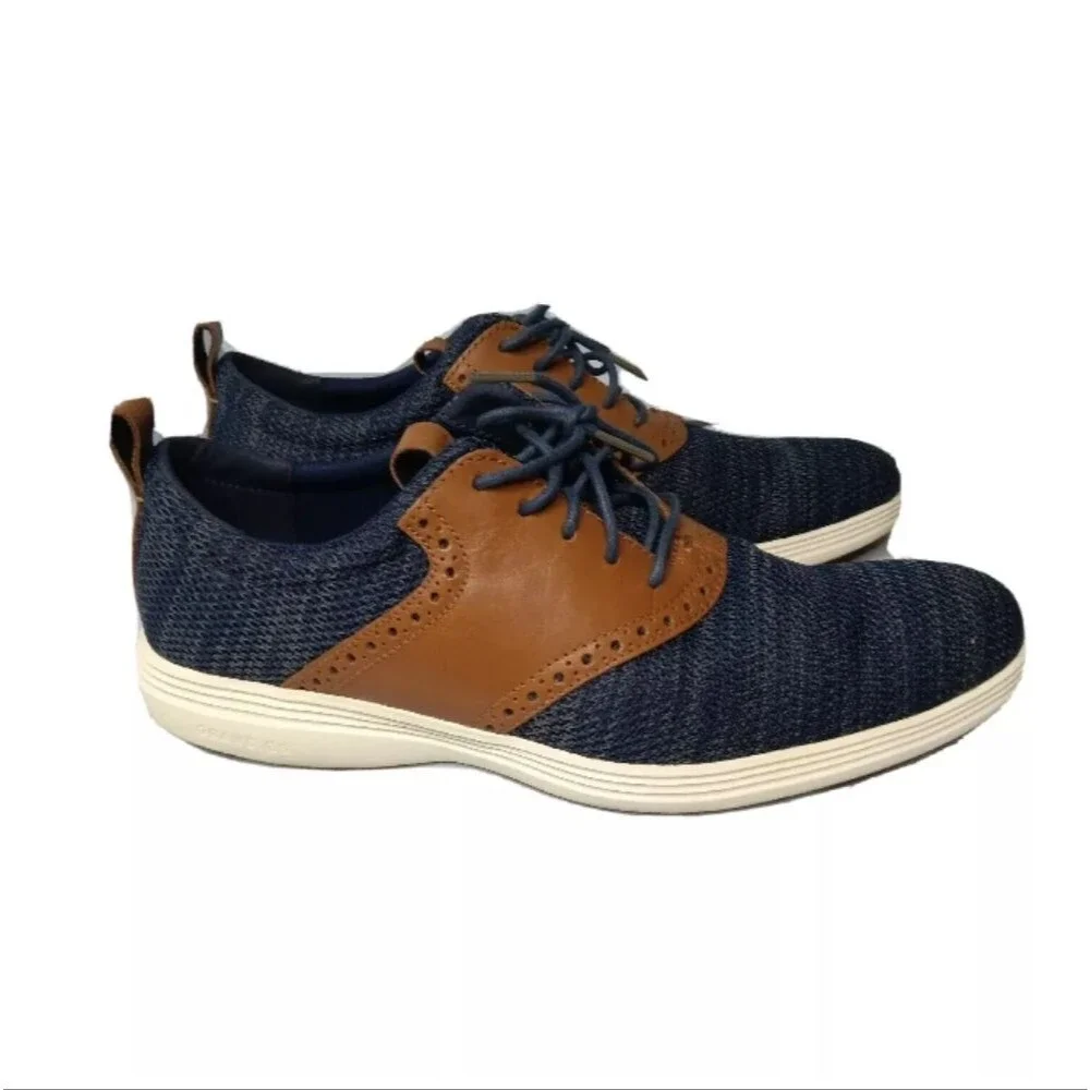 Cole Haan Men's Grand Tour Knit OxfordMen's Shoes Sz 9. 5 Blue Tan Retail $150